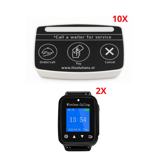 Menu service call button bundle 10x buttons and 2x watches