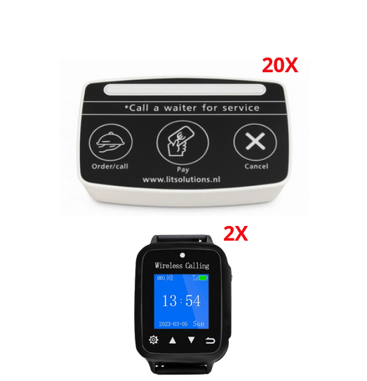 Menu  service call button bundle 20x buttons and 2x watches