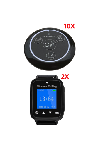 Premium service call button bundle 10x buttons and 2x watches