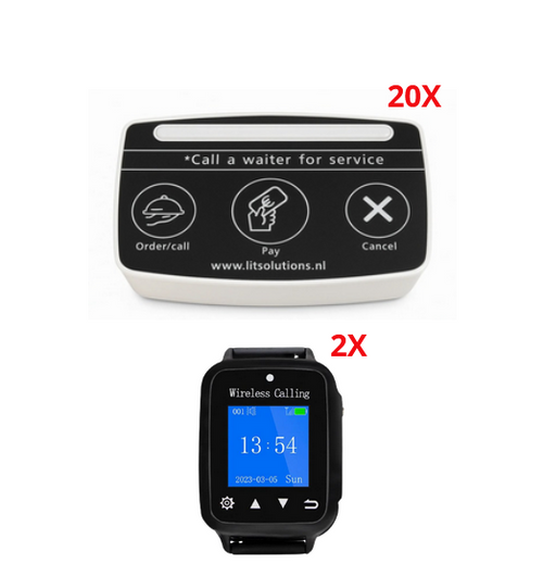 Menu  service call button bundle 20x buttons and 2x watches